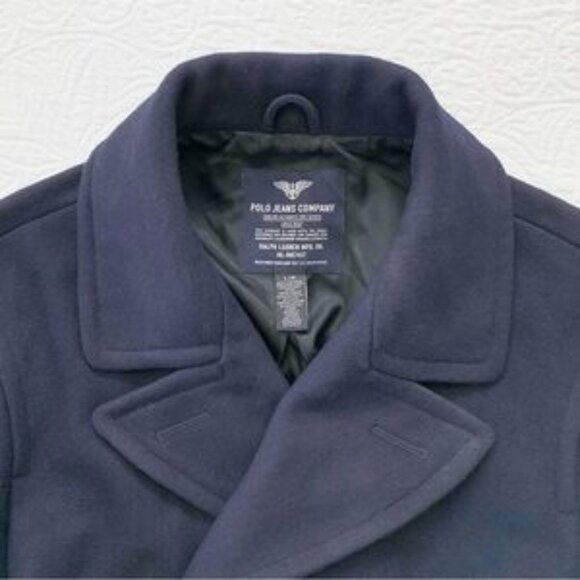 RARE🔥 Ralph Lauren Polo Jeans Co Men's Double Breasted Military Style Pea Coat - Picture 9 of 10